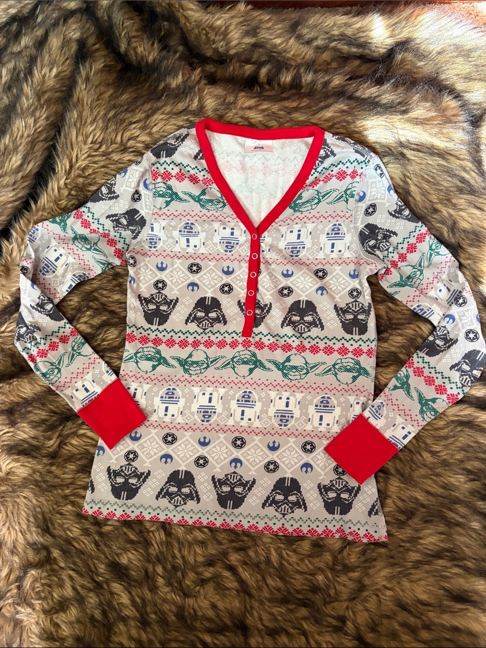 Star Wars Hannah Anderson Women’s Pajama Top Yoda Vader Christmas Holiday Size S